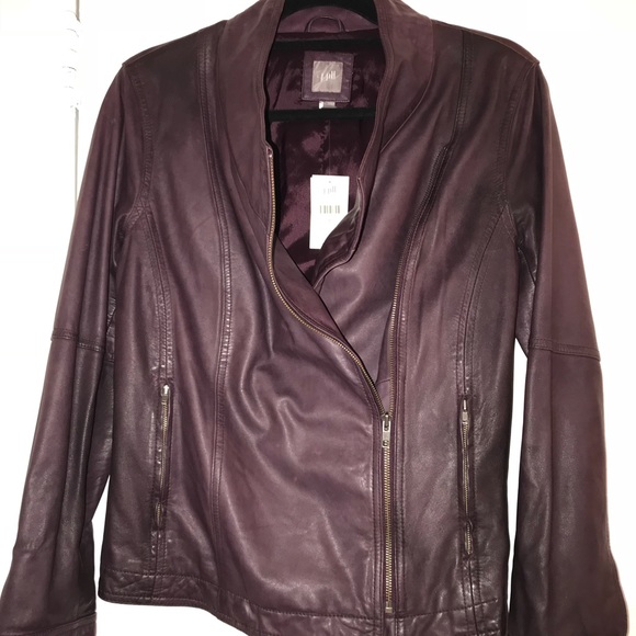 J. Jill Dark Fig Leather Motorcycle Jacket Size S - Picture 4 of 6